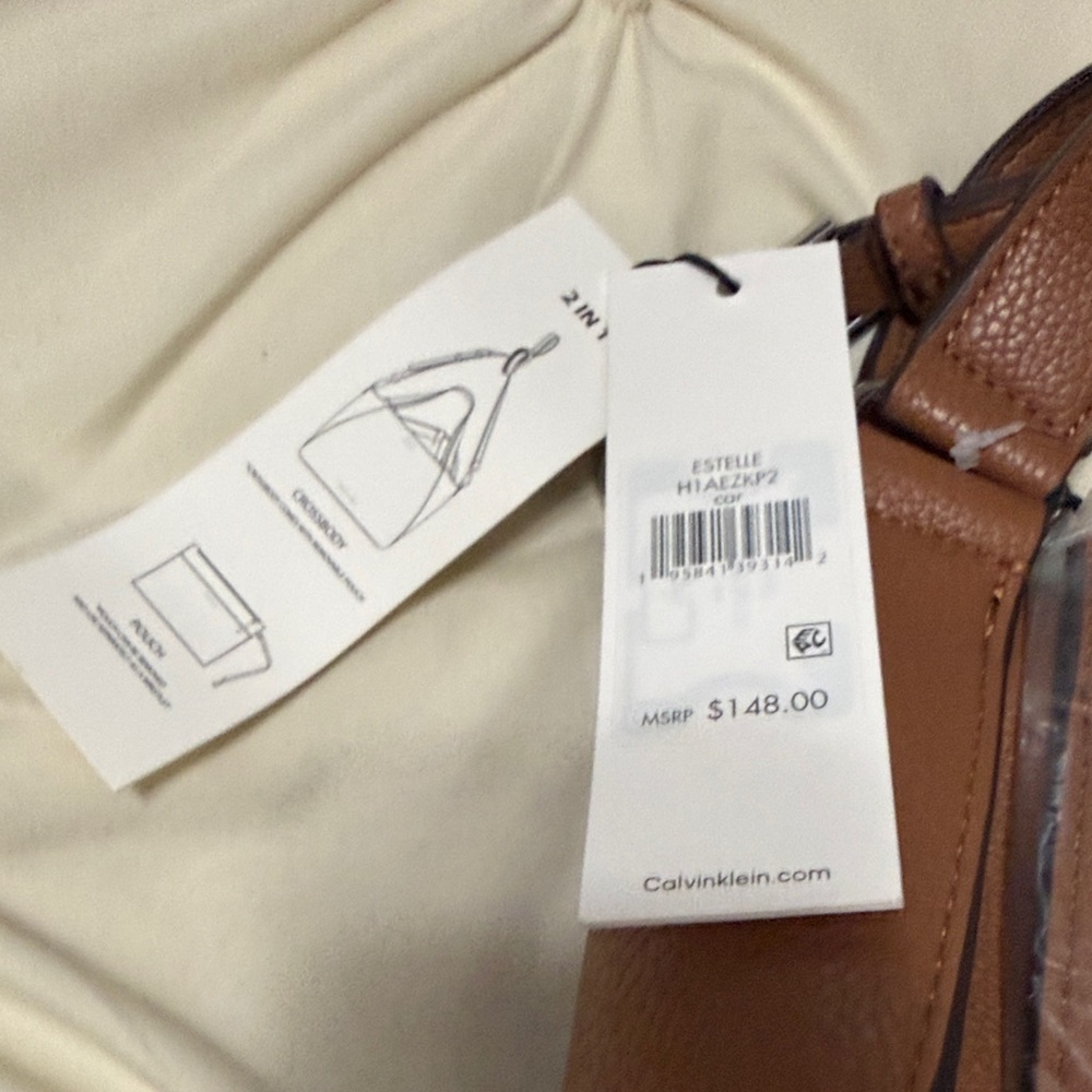 Calvin Klein Pebbled Leather Satchel in Brown - Picture 4 of 6